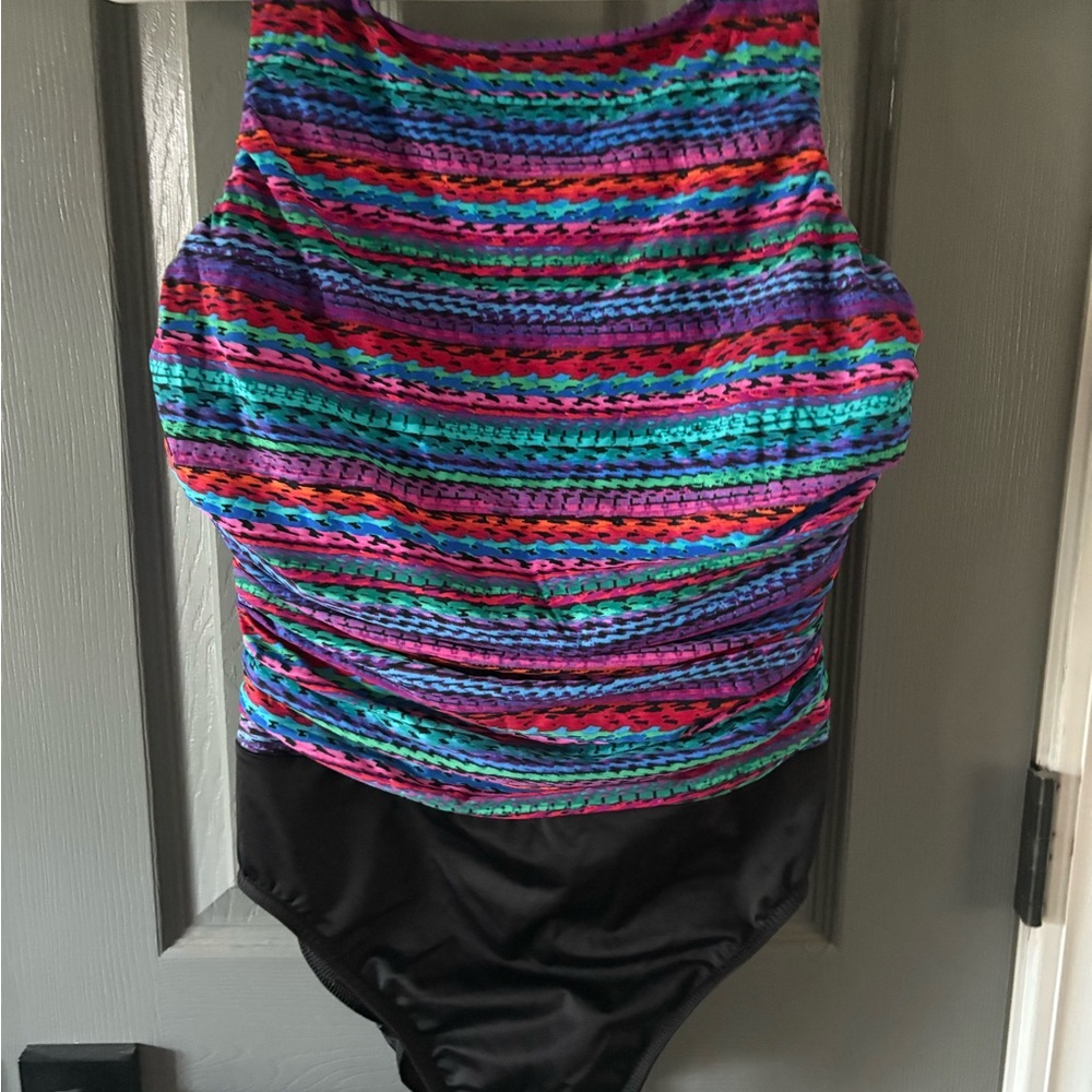 Miraclesuit 14DD Colorful Striped One-Piece